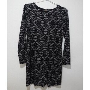 Kensie Womens size S Dress Black White Knit Long Sleeve